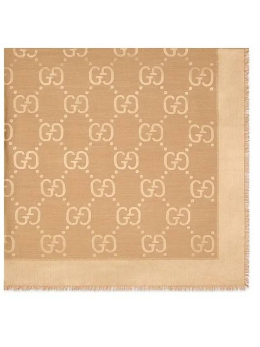 GG Jacquard Silk Wool Scarf Beige - GUCCI - BALAAN 1