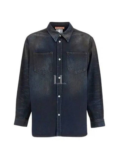 Oversized Denim Long Sleeve Shirt Dark Blue - ACNE STUDIOS - BALAAN 2