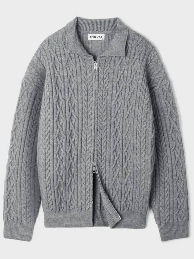 Fisherman collar zip up knit gray - INDUST - BALAAN 4