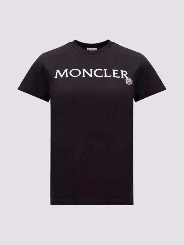 Women's Embroidered Logo Short Sleeve T-Shirt Black - MONCLER - BALAAN 2