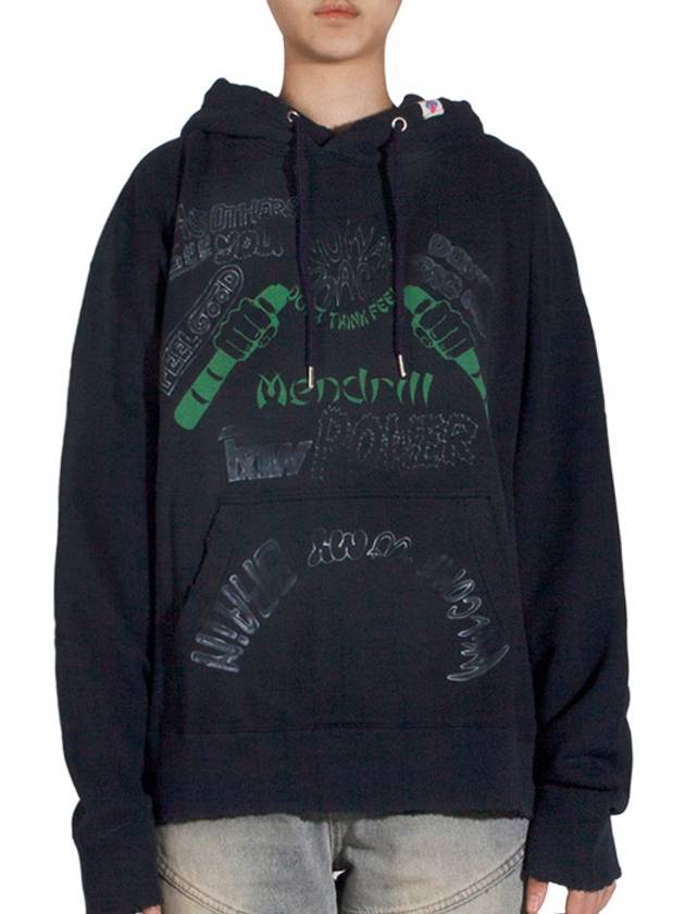 Mendrill x GS Distressed Hooded Sweatshirt W C10HD501 NAVY - MAISON MIHARA YASUHIRO - BALAAN 1