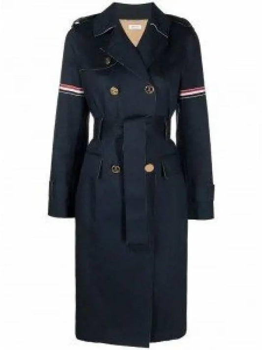 Raw Edge Macintosh Armband High Armhole Trench Navy - THOM BROWNE - BALAAN 2