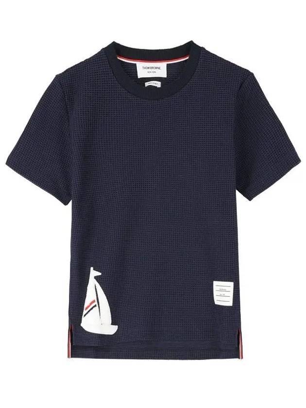 Women's Short Sleeve T-Shirt Navy - THOM BROWNE - BALAAN 1