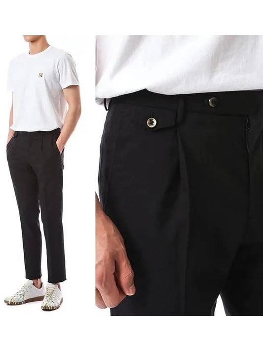 Men's Flap Pocket Stretch Slacks Black - PT01 - BALAAN.