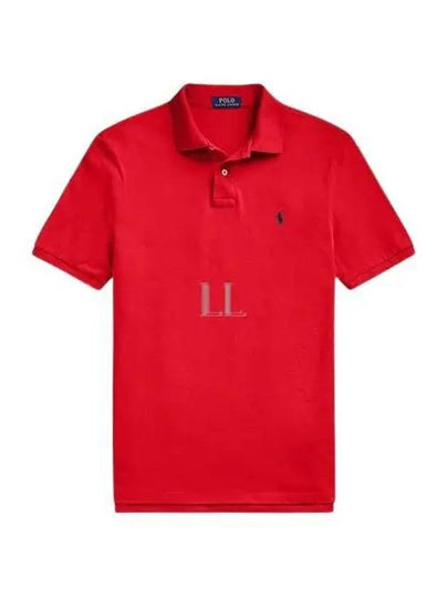 Iconic Mesh Slim Fit Polo Shirt Red - POLO RALPH LAUREN - BALAAN 2