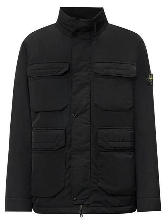 Polyester Micro Twill Zip Up Jacket Black - STONE ISLAND - BALAAN 2