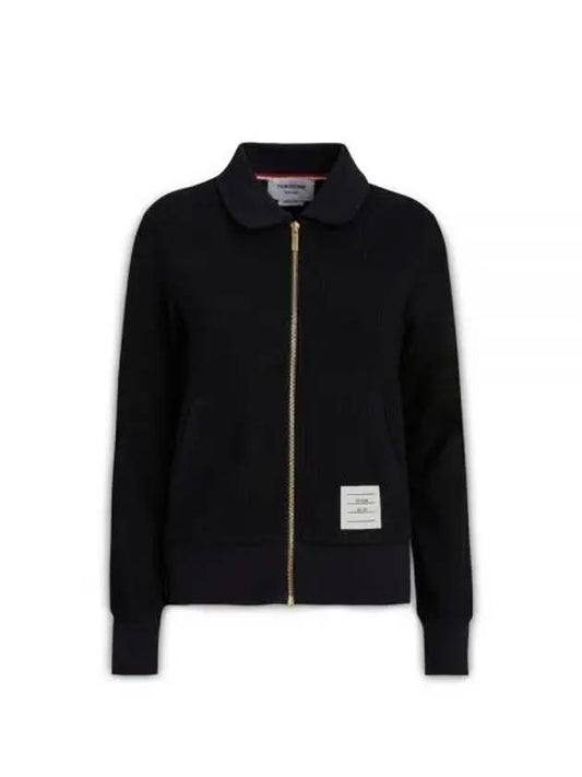 Women's Seersucker Loopback 4-Bar Zip-Up Jacket Navy - THOM BROWNE - BALAAN 2