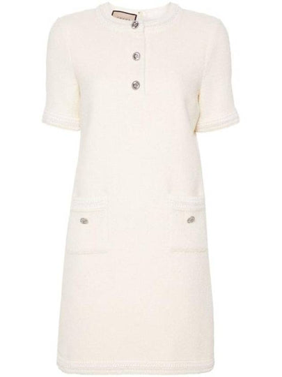 Wool Tweed Short Dress Ivory - GUCCI - BALAAN 2