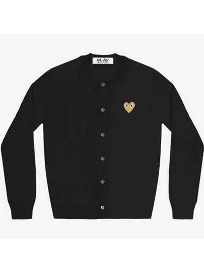 Gold Heart Logo Knit Cardigan Black - COMME DES GARCONS PLAY - BALAAN 2