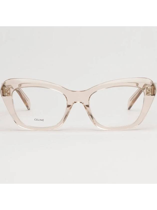 Glasses frame CL50112I 057 Beige transparent cat eye horn - CELINE - BALAAN 3