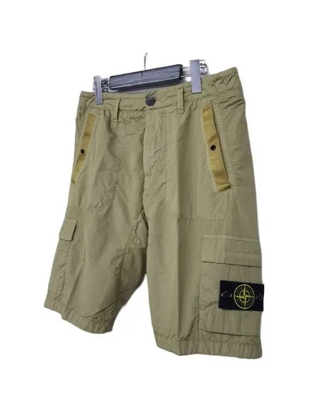 Seersucker Cargo Bermuda Shorts Beige - STONE ISLAND - BALAAN 3