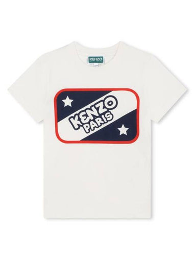 Kids Logo Print Short Sleeve T-Shirt White - KENZO - BALAAN 1