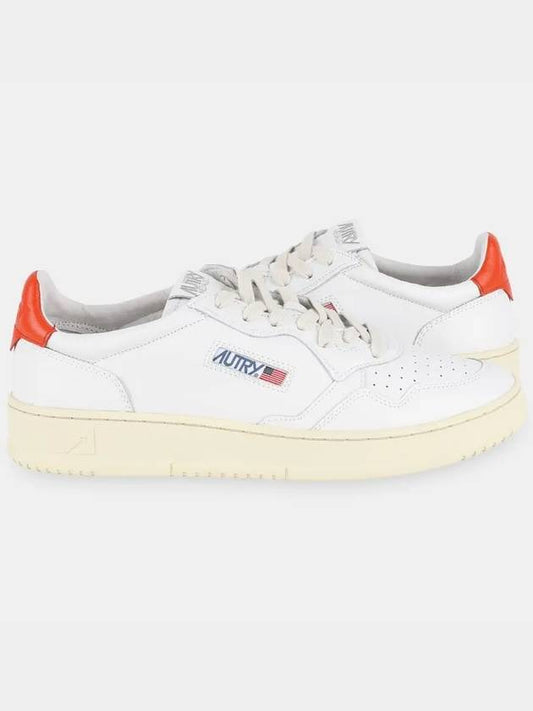 Men's Medalist Low Top Sneakers White Orange - AUTRY - BALAAN.