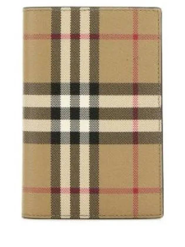 Checked Leather Passport Wallet Beige - BURBERRY - BALAAN 2