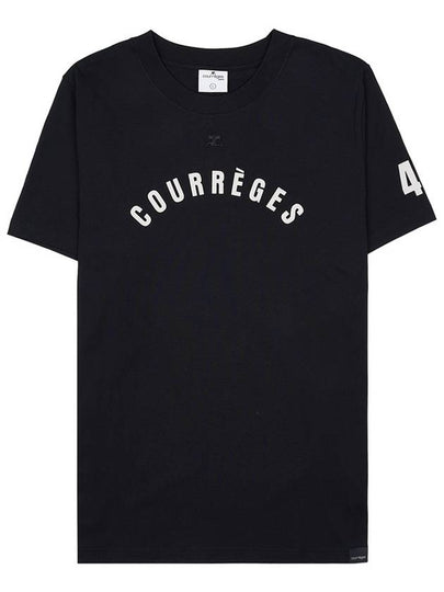 AC Straight Print Short Sleeve T-Shirt Black - COURREGES - BALAAN 2