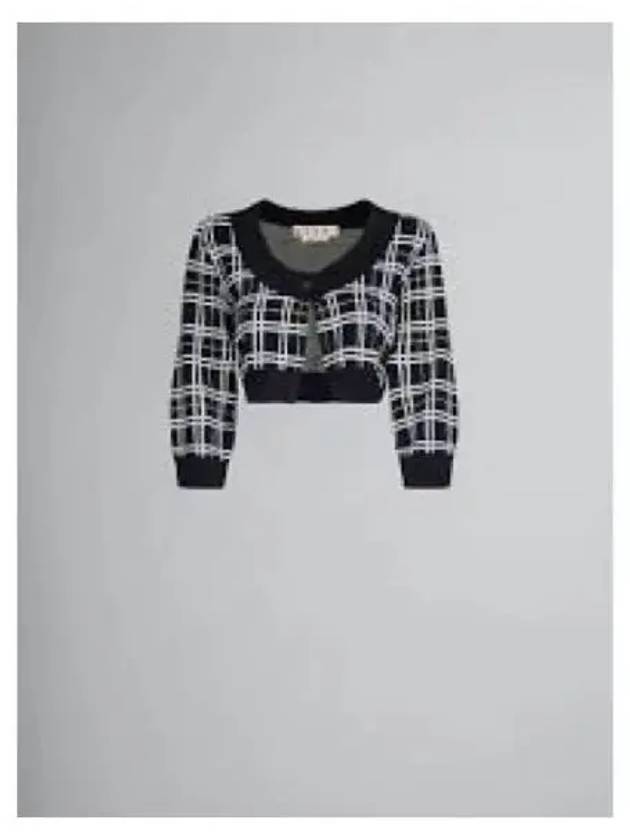 Check Pattern Crop Cardigan Black - MARNI - BALAAN 2