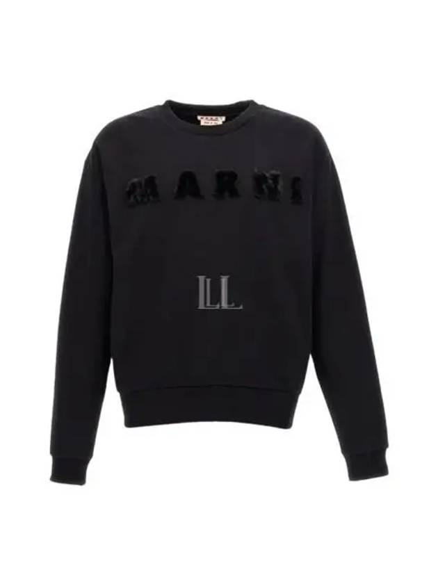 Fur Effect Logo Cotton Sweatshirt Black - MARNI - BALAAN 2