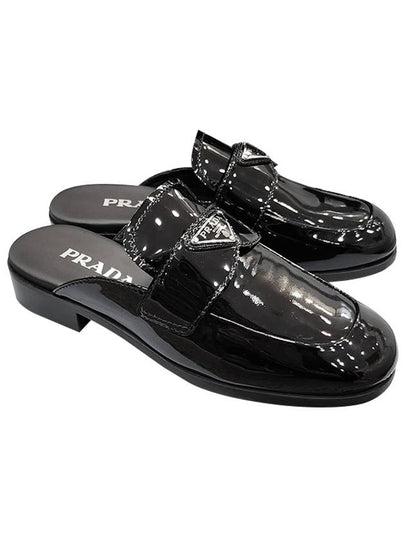 Triangle Logo Patent Leather Mules Black - PRADA - BALAAN 2