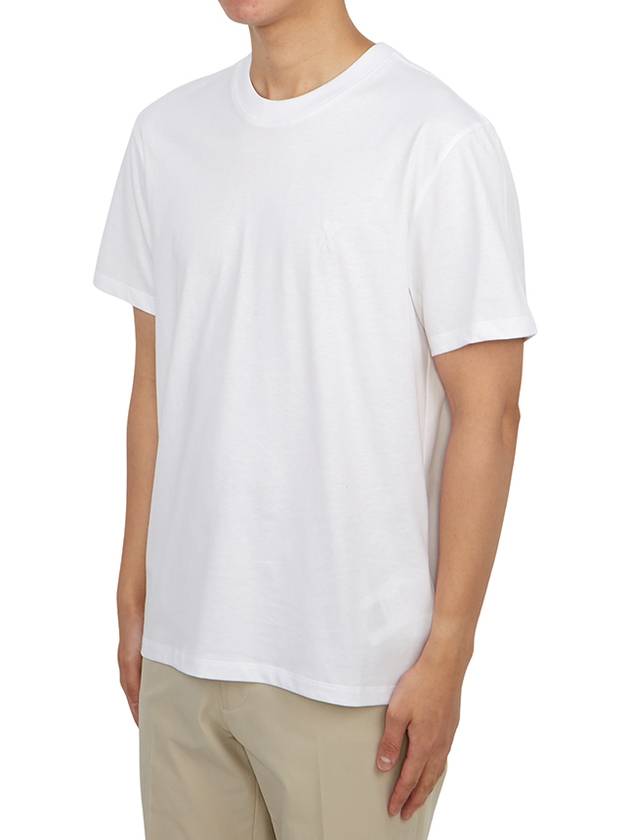 Embroidered Logo Cotton Short Sleeve T-Shirt White - AMI - BALAAN 3
