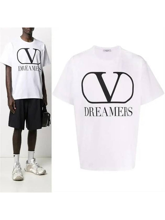 Men's V Logo Dreamer Print Short Sleeve T-Shirt White - VALENTINO - BALAAN 2