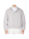 Seersucker Relaxed Hooded Jacket Grey - THOM BROWNE - BALAAN 1