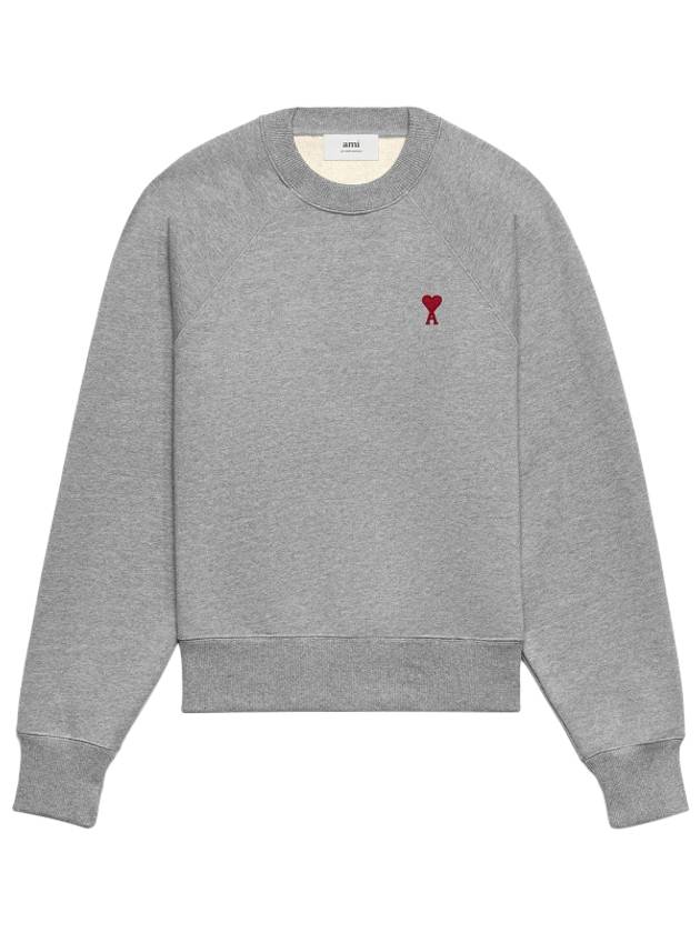 Cotton Heart Logo Sweatshirt Grey - AMI - BALAAN 2