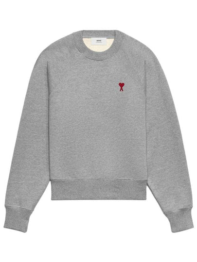 Cotton Heart Logo Sweatshirt Grey - AMI - BALAAN 2