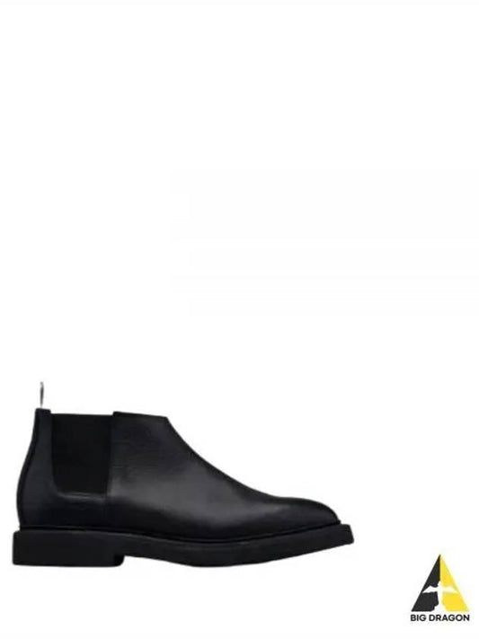 Pebble Crepe Sole Mid Top Grain Leather Chelsea Boots Black - THOM BROWNE - BALAAN 2