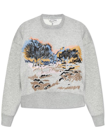 Munthe Sweatshirt With Embroidered Pattern, Women's, Grey - MUNTHE - BALAAN 1