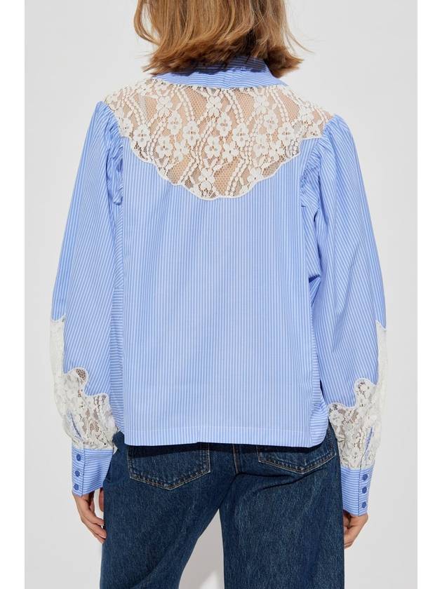 Munthe Shirt With Lace Inserts, Women's, Blue - MUNTHE - BALAAN 4