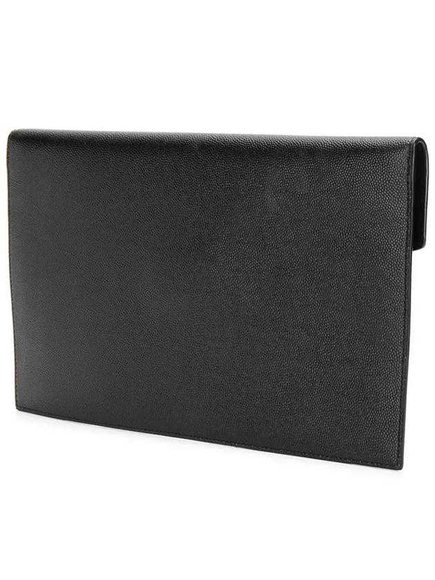 Uptown Grain de Poudre Embossed Leather Clutch Bag Black - SAINT LAURENT - BALAAN 4