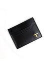 Metal T Logo Leather Card Wallet Black - TOD'S - BALAAN 4