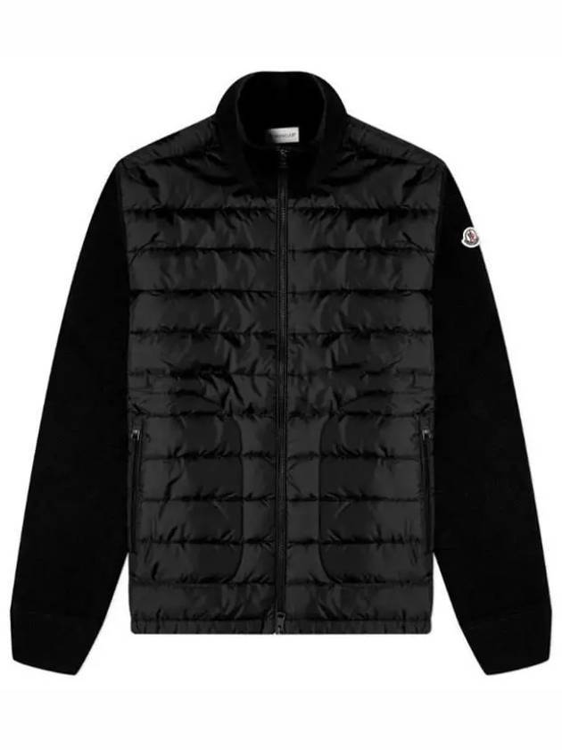 Padded Wool Cardigan Black - MONCLER - BALAAN 1