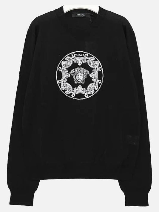 Medusa Crew Neck Wool Knit Top Black - VERSACE - BALAAN 2