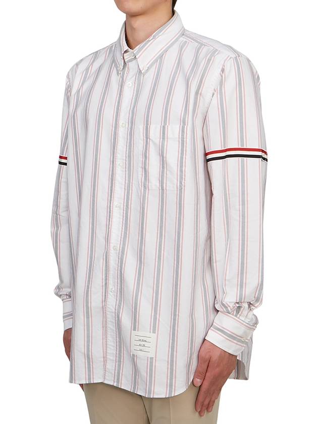 Stripe Oxford Armband Long Sleeve Shirt - THOM BROWNE - BALAAN 3