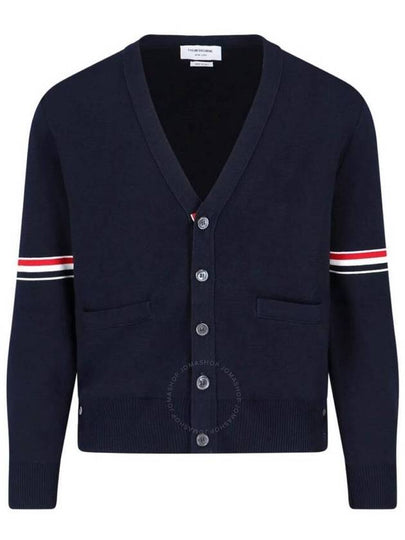 Milano Stitch Sprite Armband Cotton V-neck Cardigan Navy - THOM BROWNE - BALAAN 2