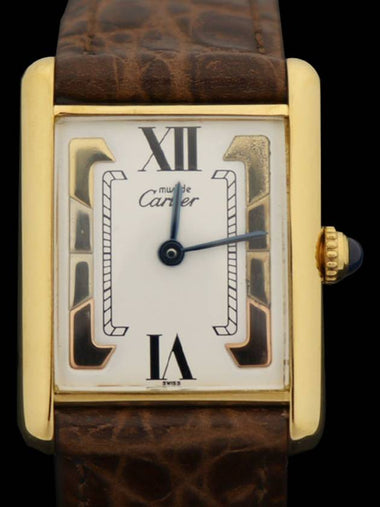 23MM 925 Silver Gilt Quartz Vermeil Trinity Must De Tank LM Women s Watch - CARTIER - BALAAN 1