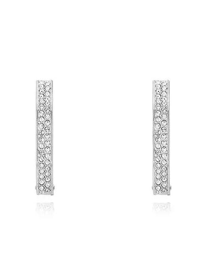 Dextera Octagon Medium Hoop Earrings Silver - SWAROVSKI - BALAAN 2