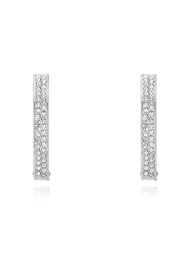 Dextera Octagon Medium Hoop Earrings Silver - SWAROVSKI - BALAAN 3