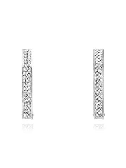 Dextera Octagon Medium Hoop Earrings Silver - SWAROVSKI - BALAAN 2