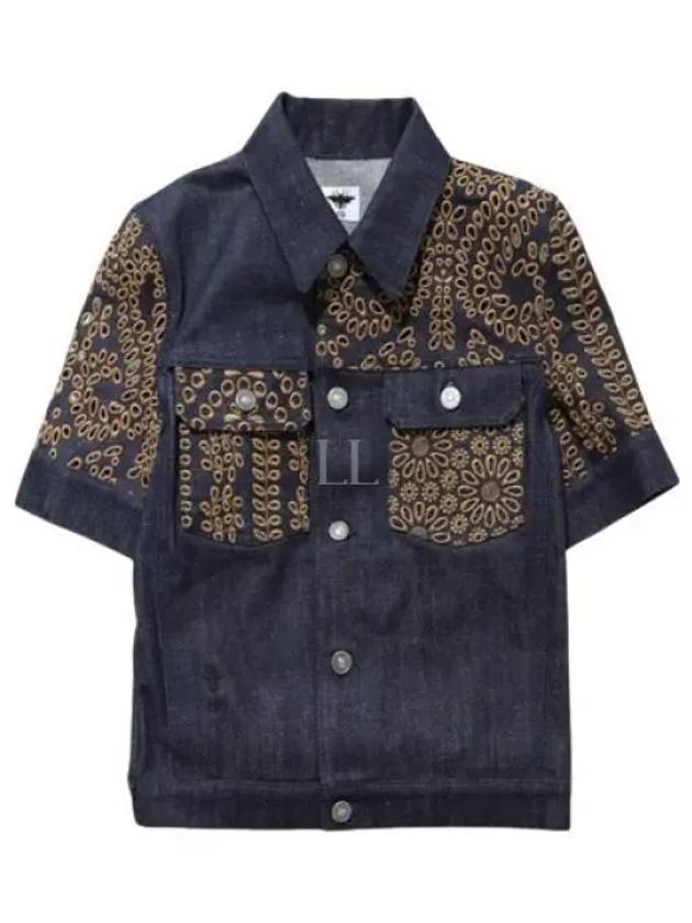 Flower Embroidered Cotton Denim Jacket Blue - DIOR - BALAAN 2