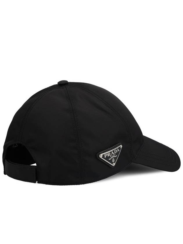 Re-Nylon Triangle Logo Baseball Cap Black - PRADA - BALAAN 4