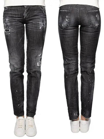 Jennifer Cropped Jeans Black S75LB0655 - DSQUARED2 - BALAAN 1