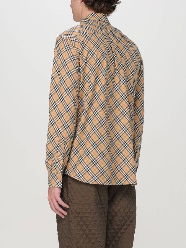 B Shield Embroidered Check Cotton Long Sleeve Shirt Sand - BURBERRY - BALAAN 4