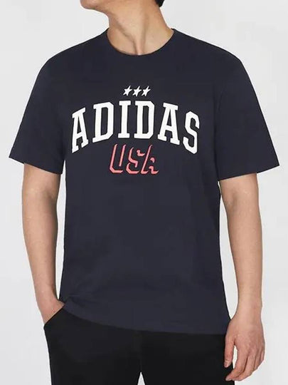 American USA Graphic Short Sleeve T-Shirt Navy - ADIDAS - BALAAN 2