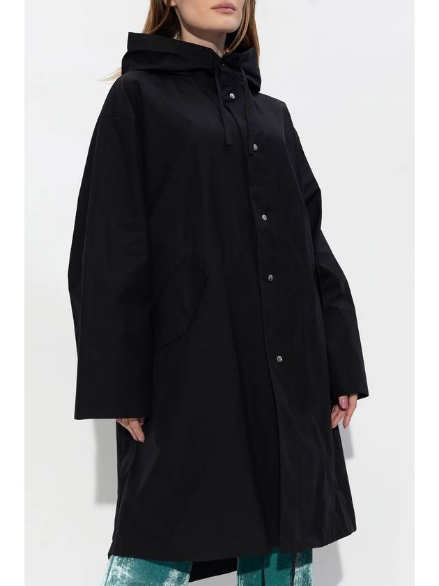 Back Logo Print Hooded Parka Black - JIL SANDER - BALAAN 4