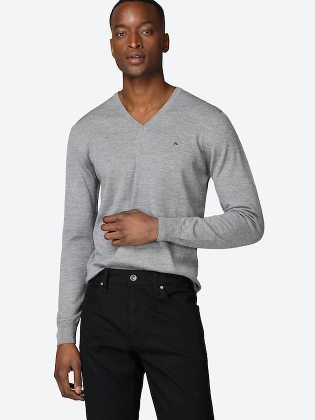 Lymann Merino V-Neck Knit Top Grey Melange - J.LINDEBERG - BALAAN 3