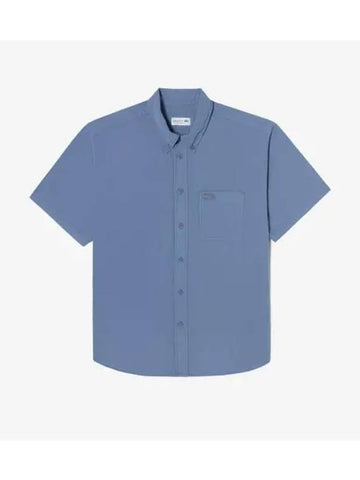 Men s SUMMER Pack Poplin Short Sleeve Shirt Blue - LACOSTE - BALAAN 1