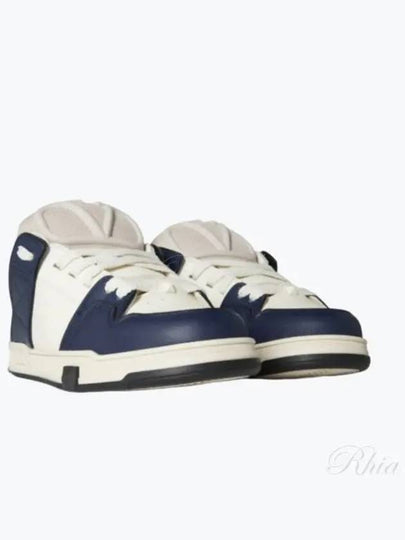 Open Skate Leather Fabric Low Top Sneakers Ivory Navy - VALENTINO - BALAAN 2