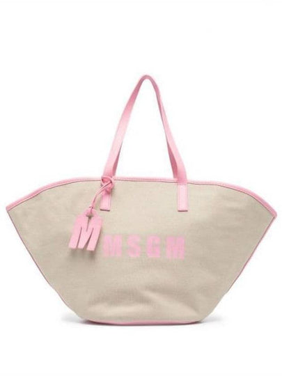 Logo Print Large Tote Bag Pink Beige - MSGM - BALAAN 2